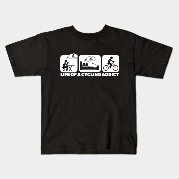 Life Of A Cycling Addict Kids T-Shirt by thingsandthings